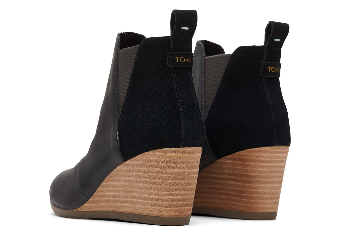 Toms Kelsey Wedge Boots Black - Womens - 73092-IYFQ